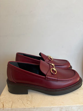 Gucci Burgundy Leather Horsebit Loafer, 38