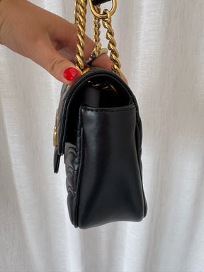 Gucci Black Quilted Leather Marmont Small Shoulder Bag