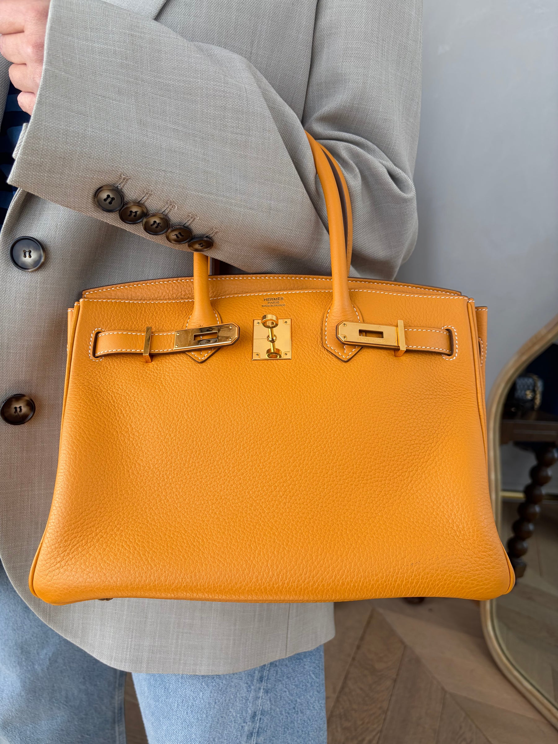 Hermès Marigold Togo Leather Birkin 30 with Gold Hardware