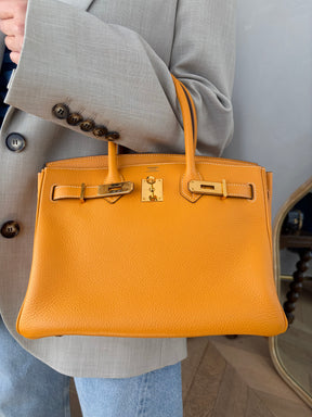 Hermès Marigold Togo Leather Birkin 30 with Gold Hardware