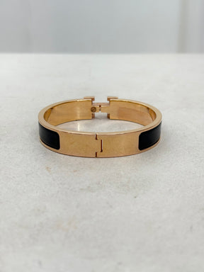 Hermès Click H Bracelet Rose Gold And Black, PM