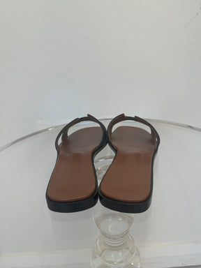 Hermès Denim Bleu Oran Sandals, 37.5