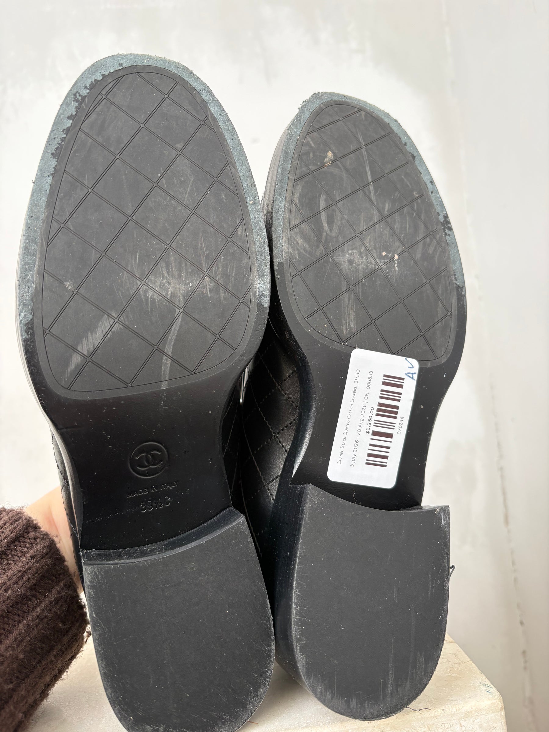 Chanel Black Quilted Calfkin Loafers, 39.5C
