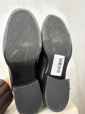 Chanel Black Quilted Calfkin Loafers, 39.5C