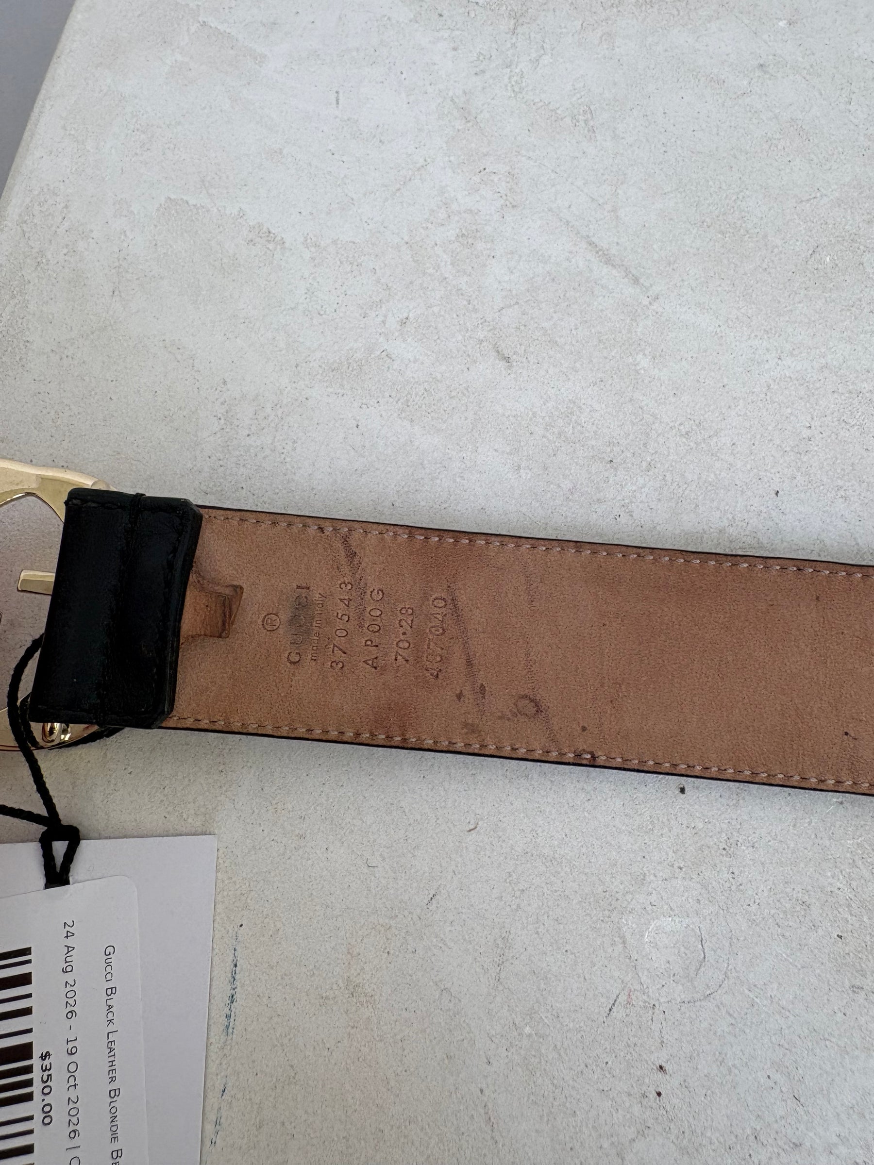 Gucci Black Leather Blondie Belt, 70