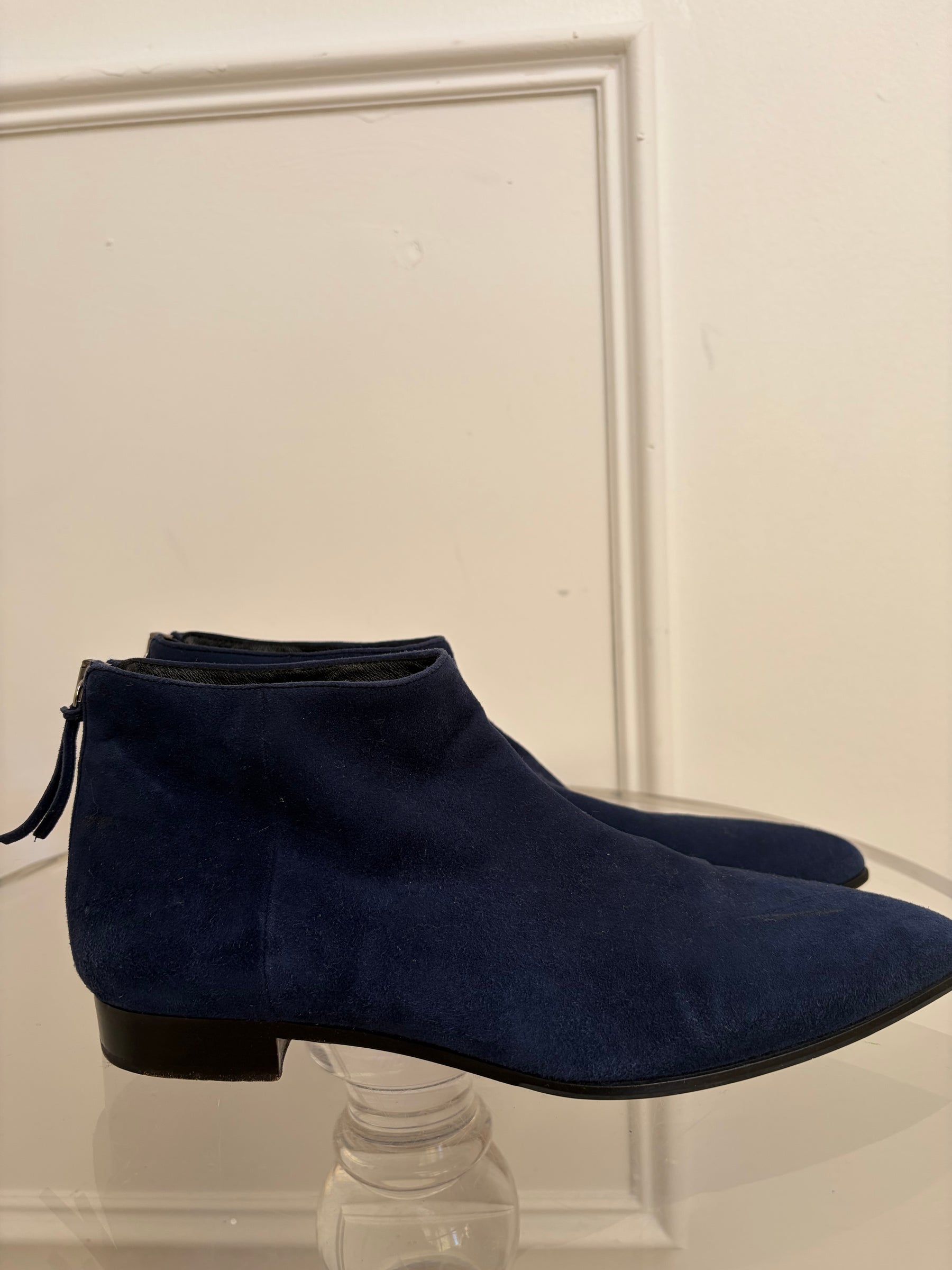 Miu Miu Navy Suede Pointed Ankle Boots, 37