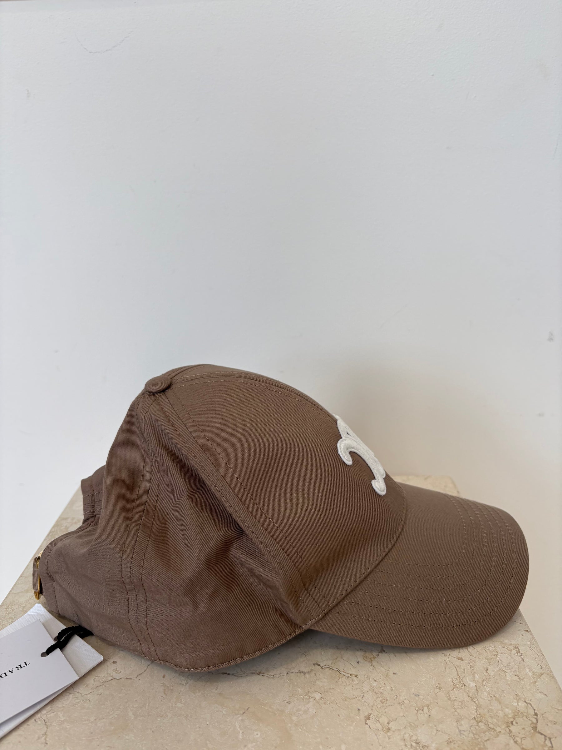 Celine Taupe Trimophe Baseball Cap, Large