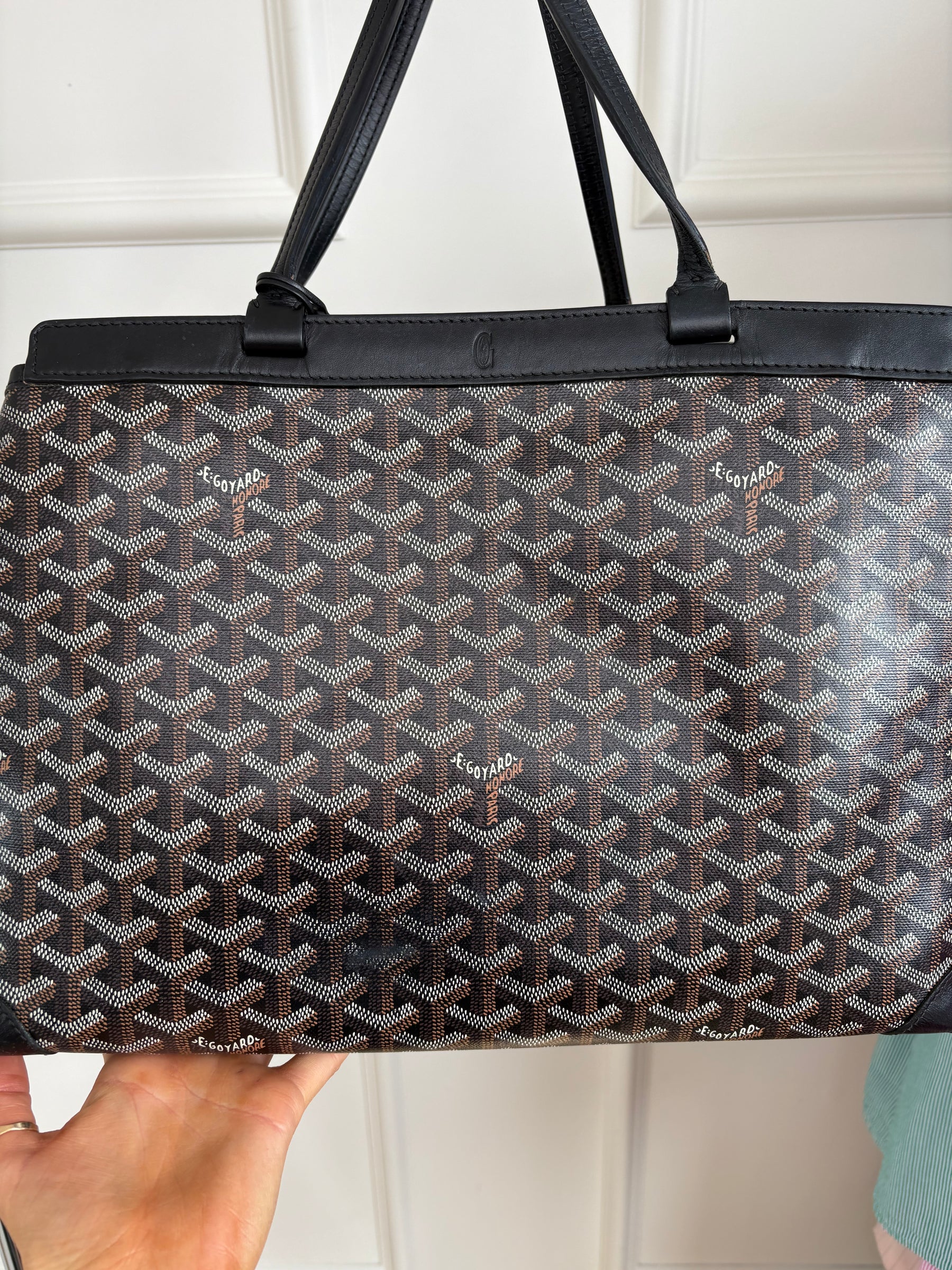 Goyard Black Leather and Coated Canvas Bellechasse Biaude PM Bag