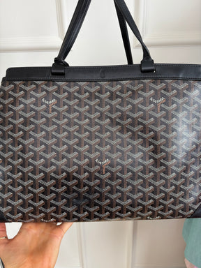 Goyard Black Leather and Coated Canvas Bellechasse Biaude PM Bag