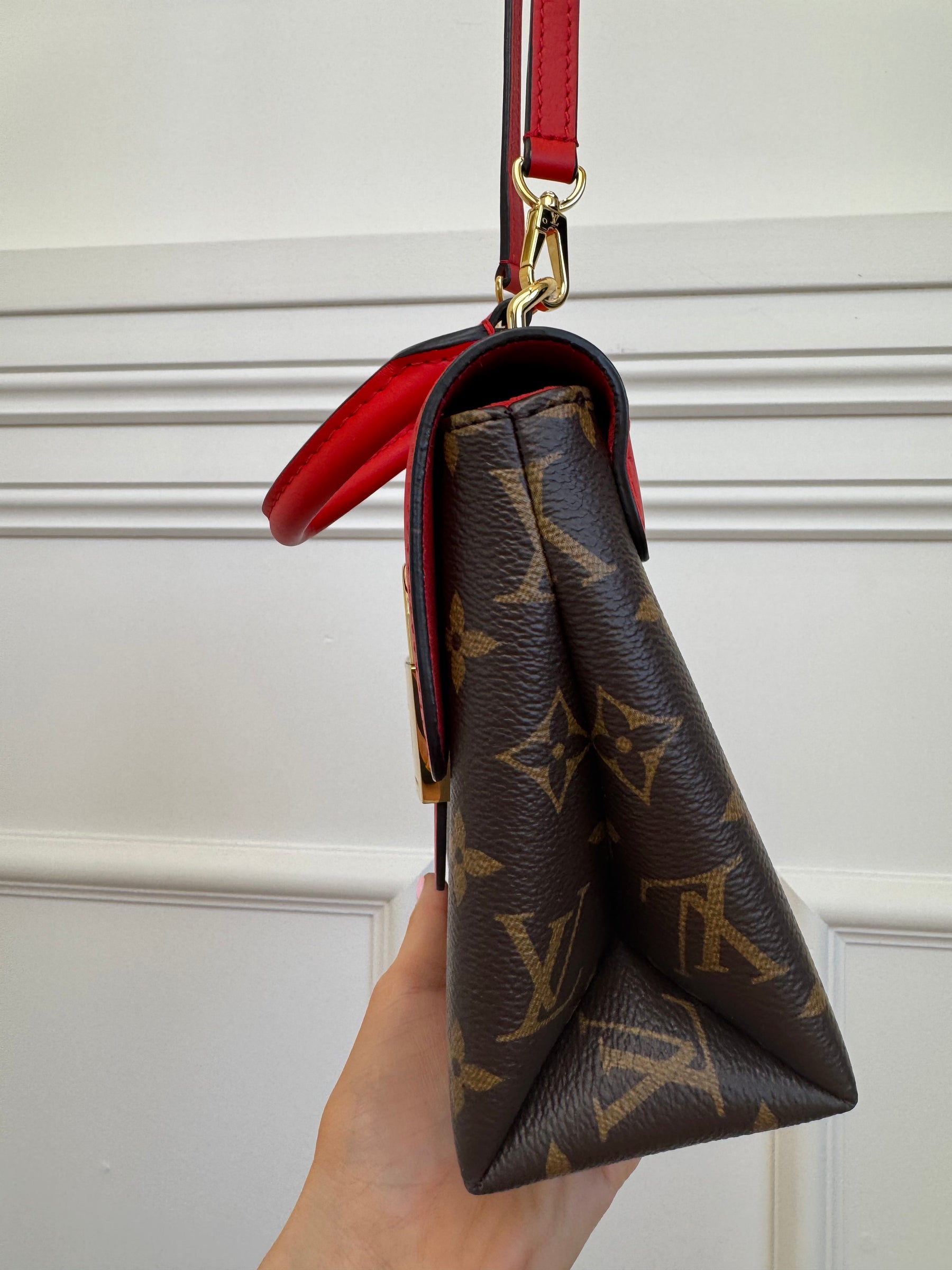 Louis Vuitton Canvas Monogram and Red Leather Locky BB Satchel Bag