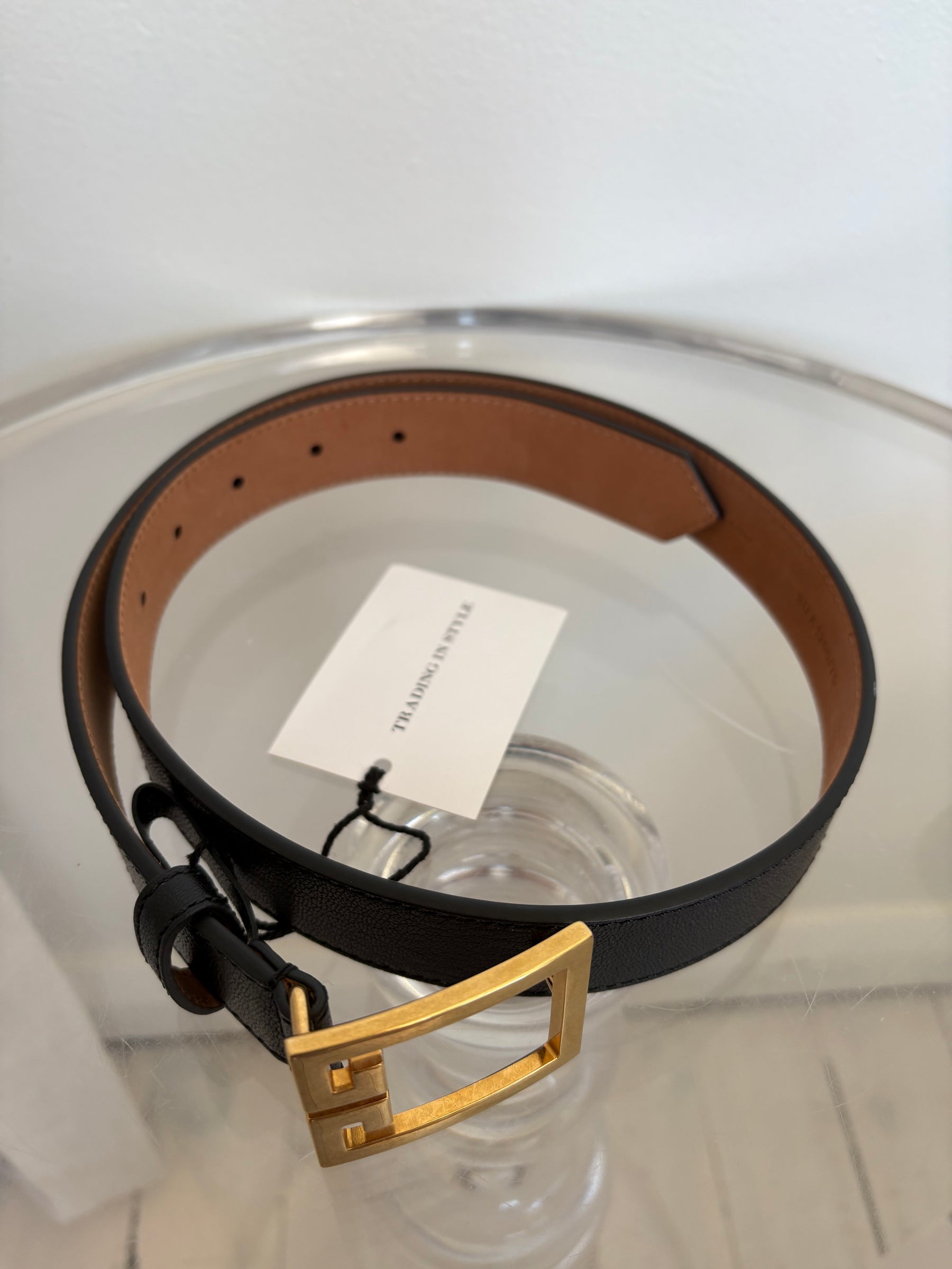 Givenchy Black Leather Logo Buckle Belt, 75
