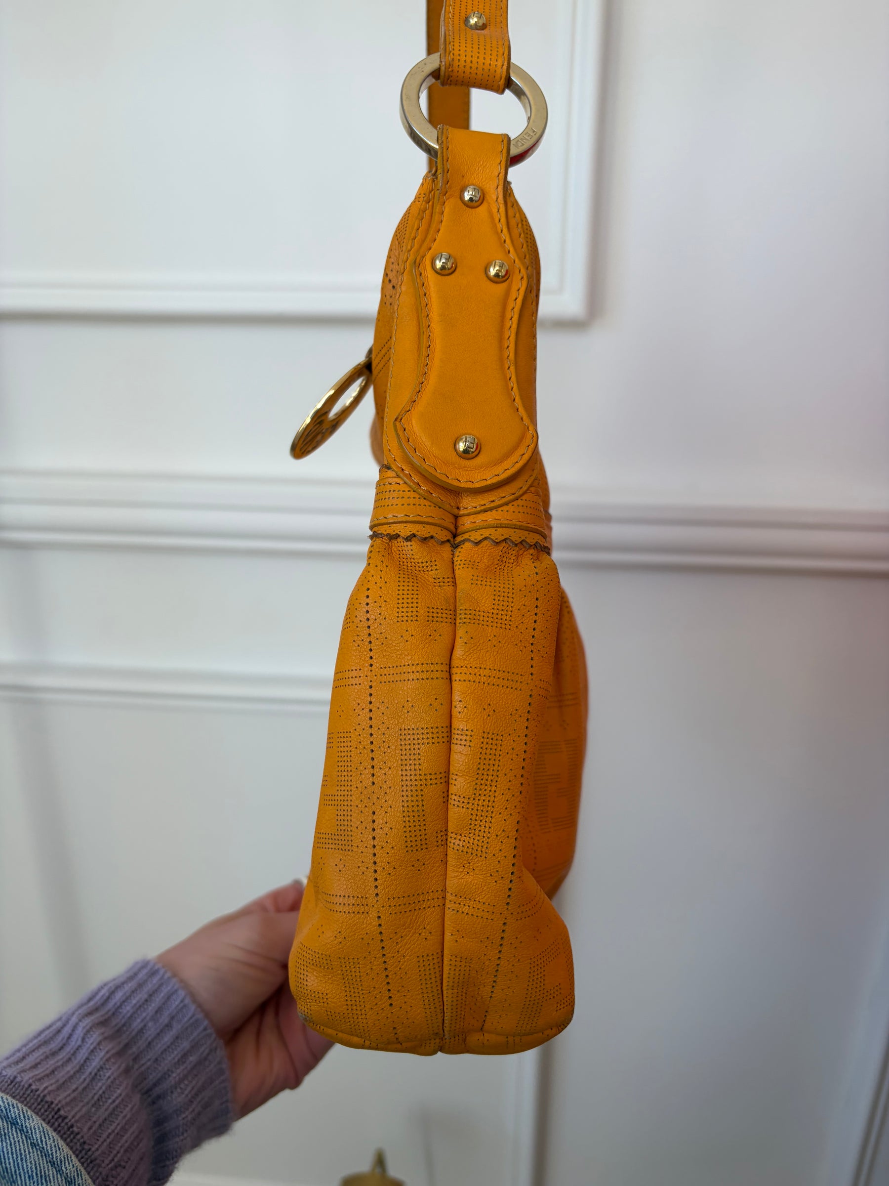 Fendi Orange Perforated Monogram Chef Bag