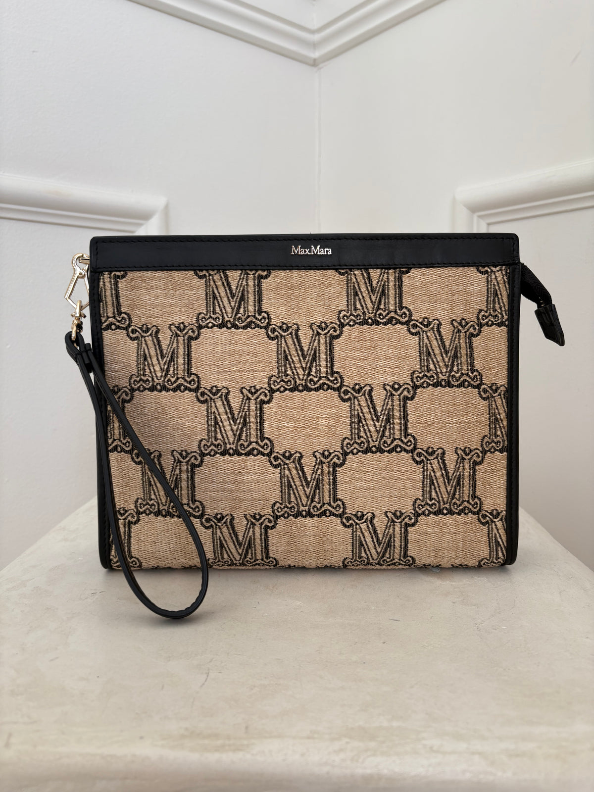Max Mara Raffia Logo with Leather Pouch