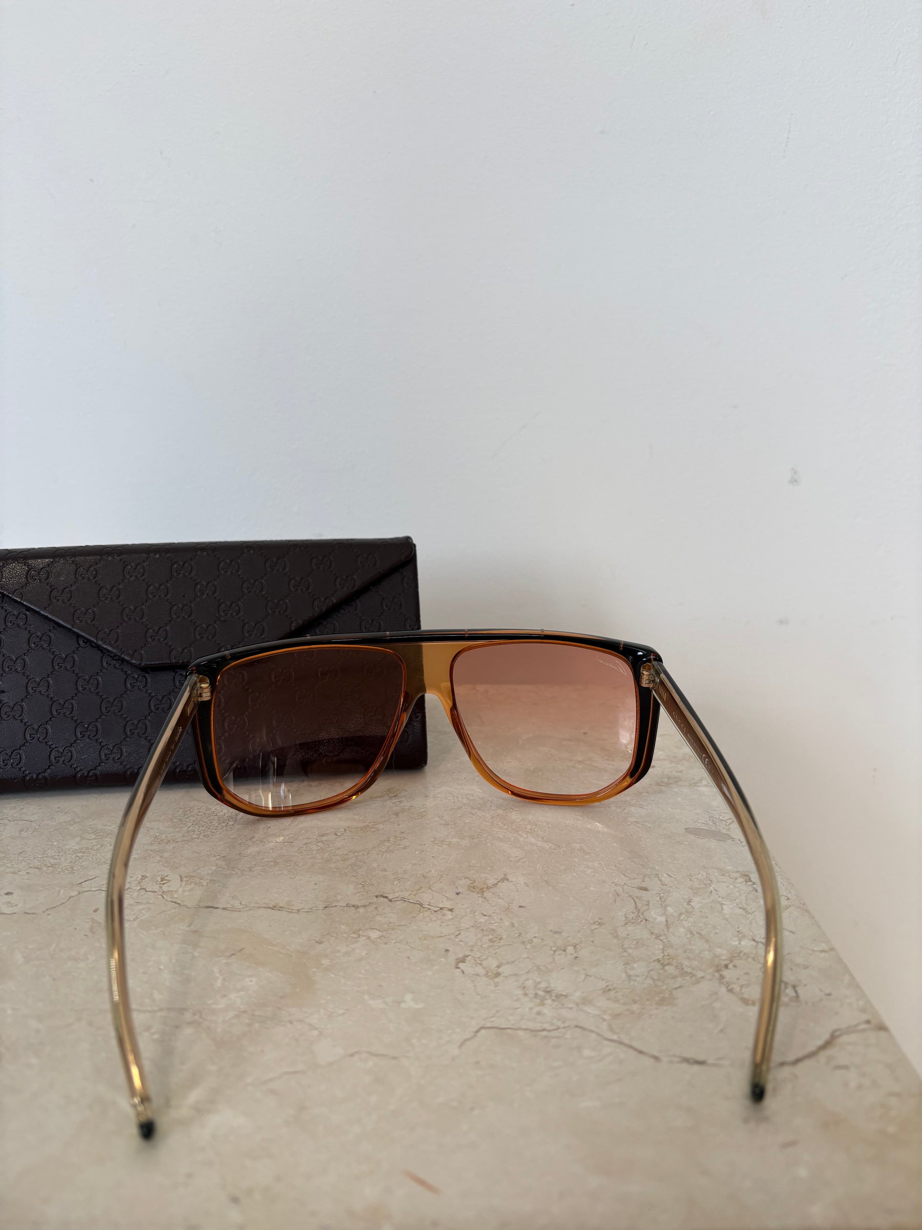 Gucci Square Sunglasses Black Orange Ombré