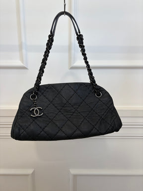 Chanel Charcoal Coated Quilted 'Mademoiselle Shoulder Bag