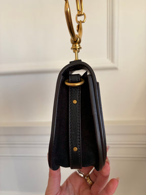 Chloé Black Leather and Suede Nile Bracelet Bag