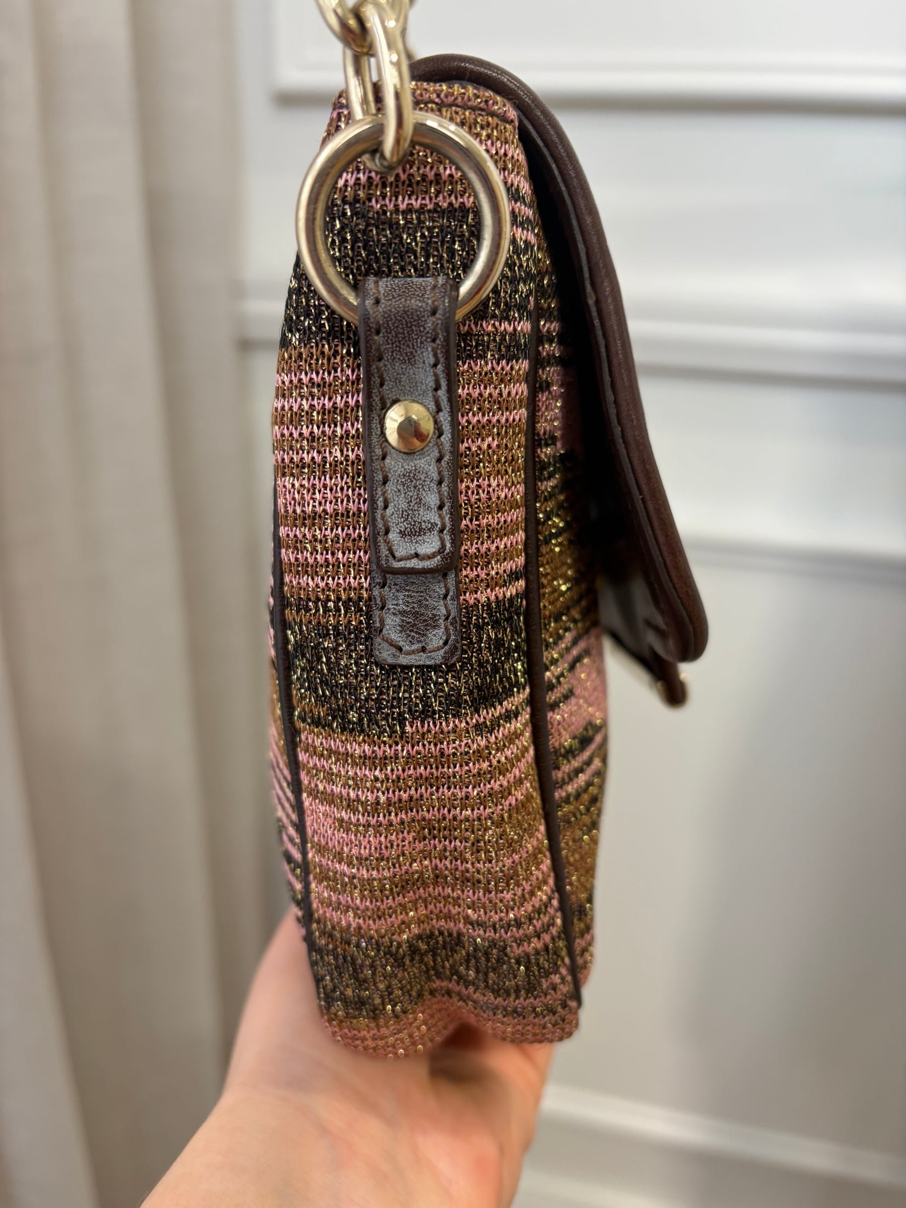 Missoni Pink And Gold Metallic Shoulder Bag