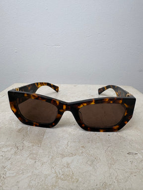 Miu Miu Tortoiseshell Cat Eye Logo Sunglasses