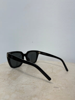 Saint Laurent Black Oversized Sqaure Logo Arm Sunglasses