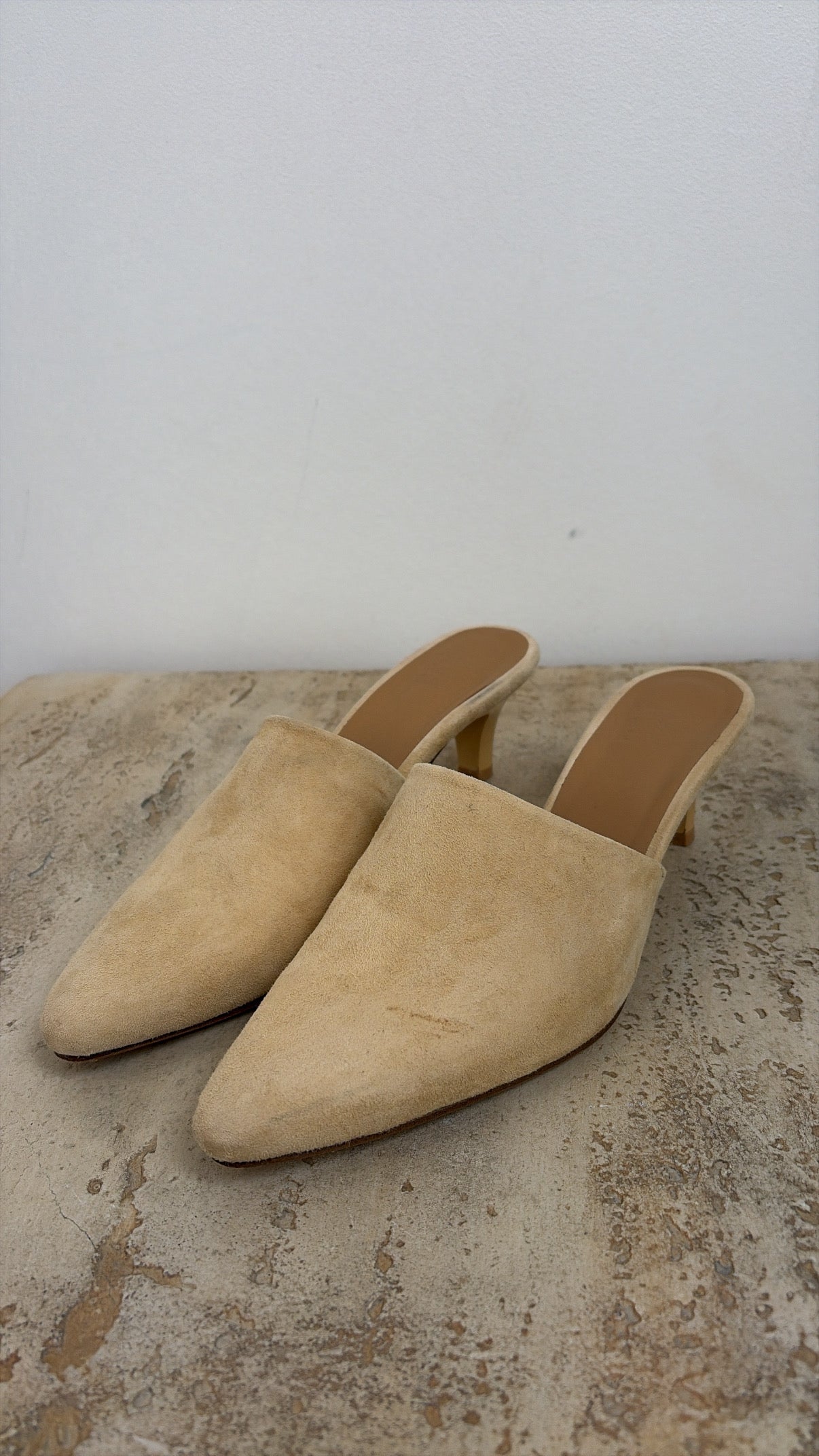 Maryam Nassir Zadeh Beige Suede Pointed Mule, 37