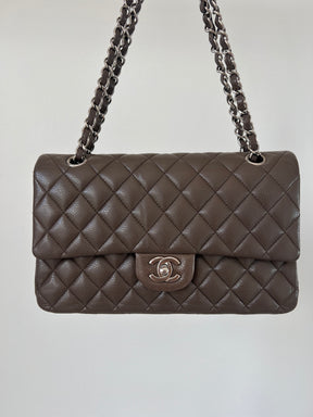 Chanel Taupe Caviar Leather Medium Classic Flap