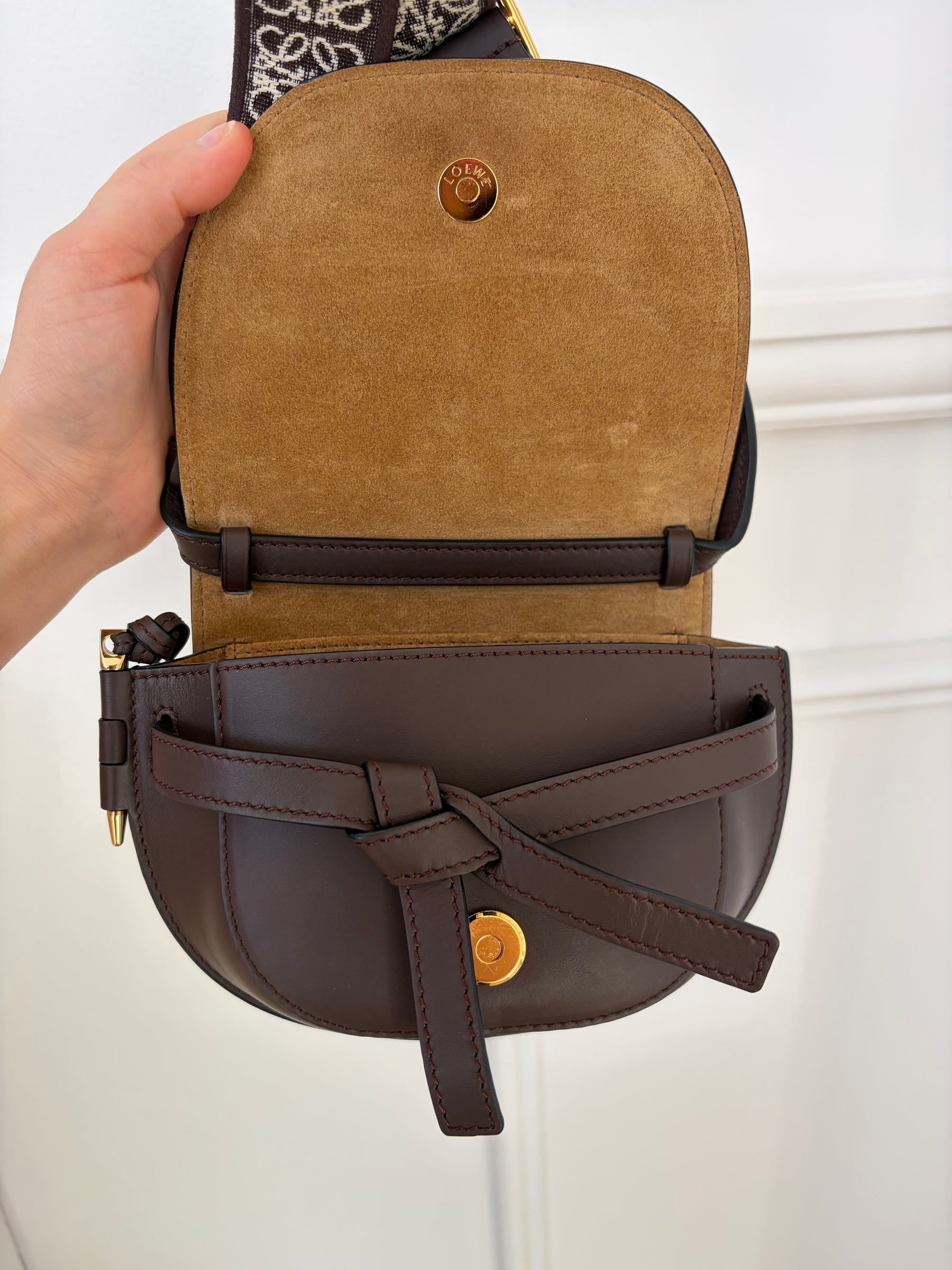 Loewe Chocolate Leather Mini Gate Bag