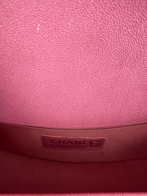 Chanel Pink Chevron Quilted Caviar Leather Small Boy Bag