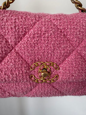 Chanel Pink Tweed Boucle Small 19 Bag