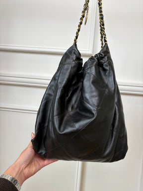 Chanel Black Leather Medium 22 Bag