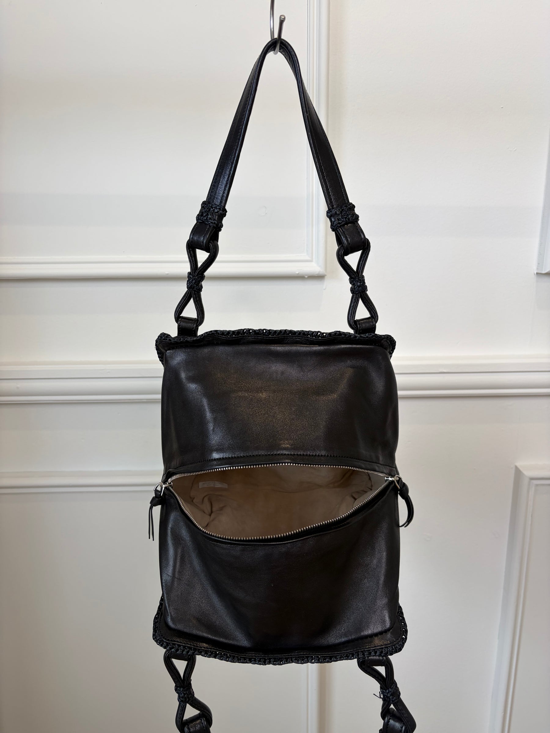 Bottega Veneta Black Braided Leather Shoulder Tote