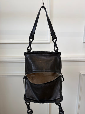 Bottega Veneta Black Braided Leather Shoulder Tote