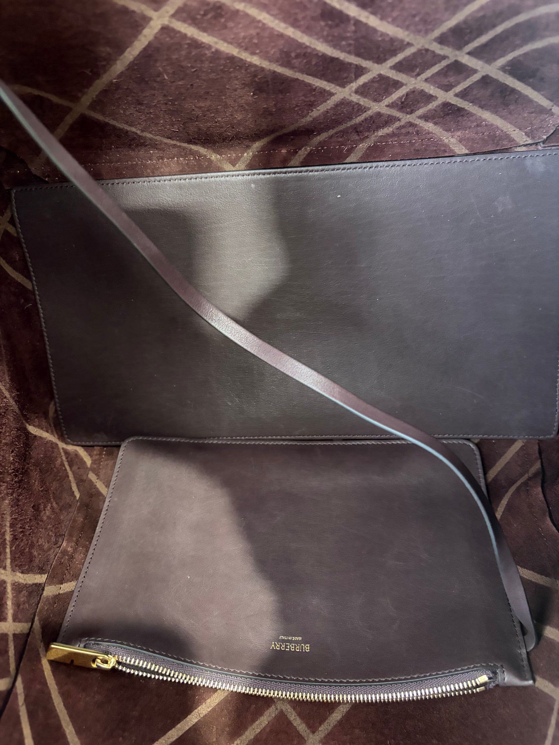 Burberry Brown Suede Medium Shield Tote Bag
