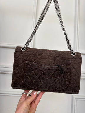 Chanel Brown Suede Large 2.55 Handbag