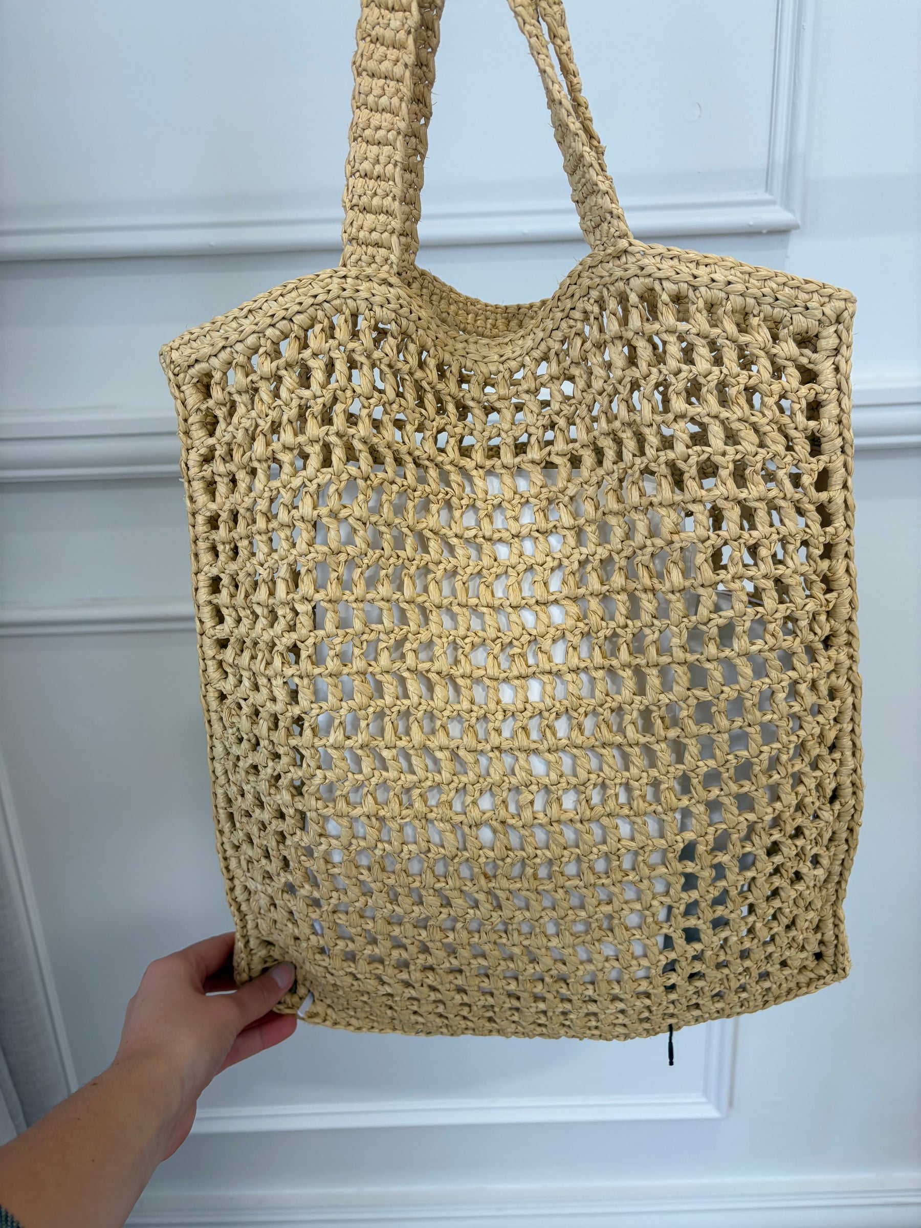 Prada Raffia Logo Tote