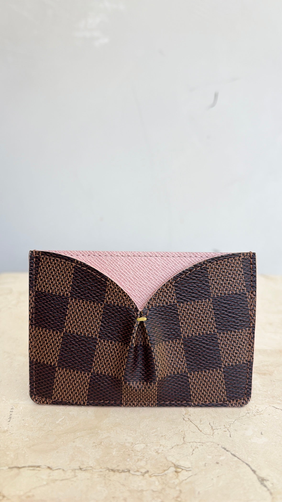Louis Vuitton Damier Ebene and Pink Leather Cardholder
