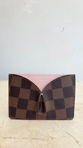 Louis Vuitton Damier Ebene and Pink Leather Cardholder