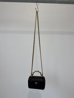 Chanel Black Lambskin Mini Top Handle Vanity Case