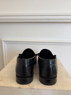 Celine Black Leather Triomphe Loafer, 42