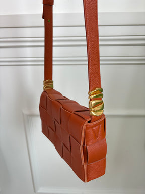 Bottega Veneta Terracotta Leather Woven Charm Cassette Bag