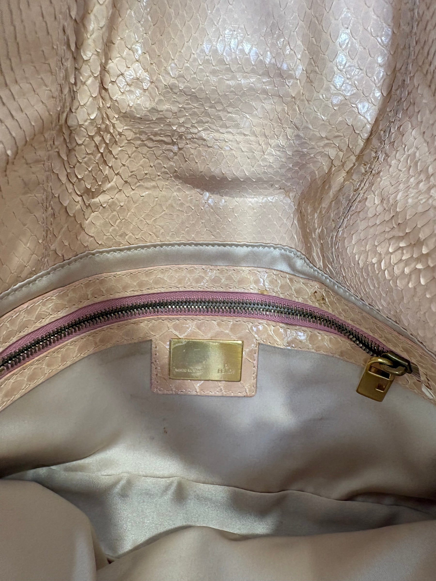 Fendi Baguette in Pale Pink Python Leather