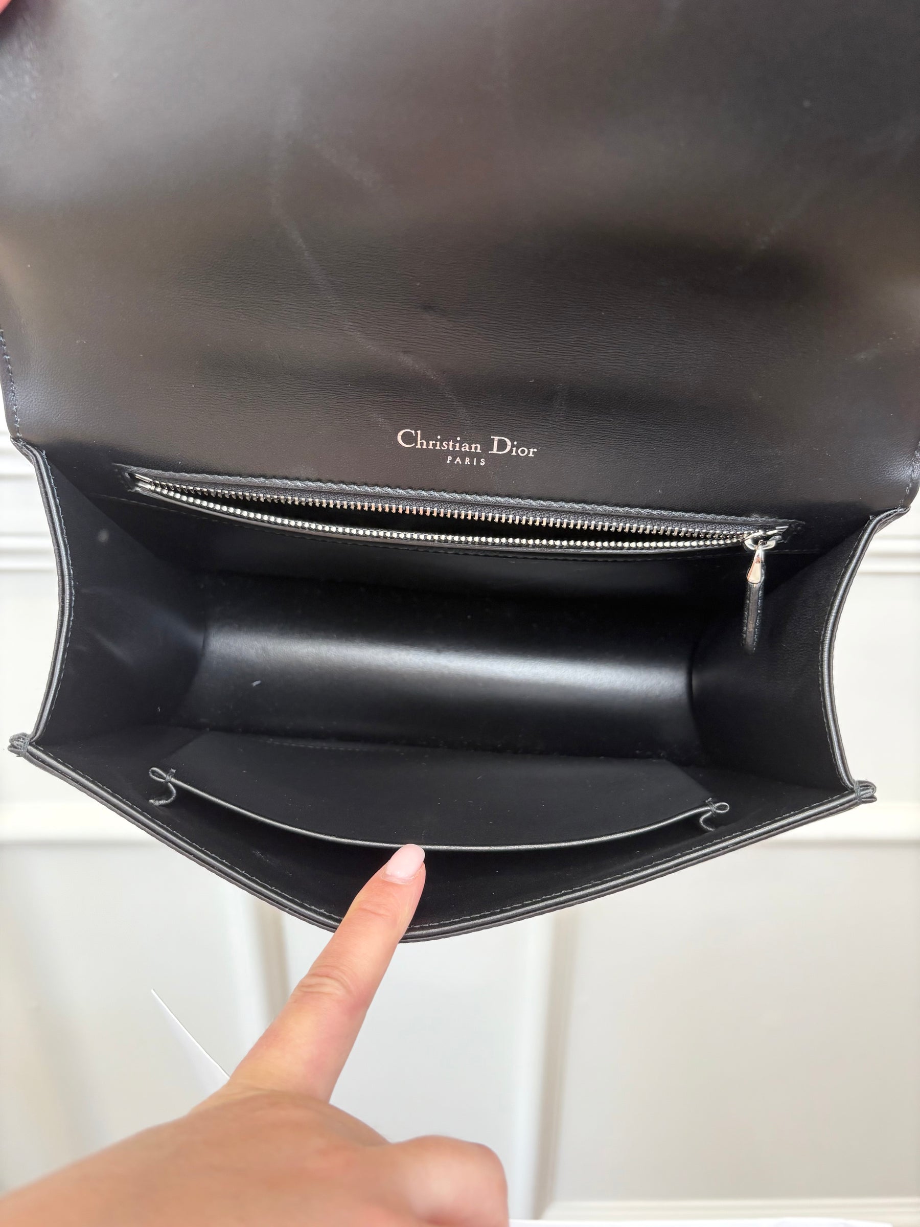 Dior Black Satin and Velvet Crystal Monogram Diorama Bag