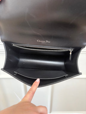 Dior Black Satin and Velvet Crystal Monogram Diorama Bag