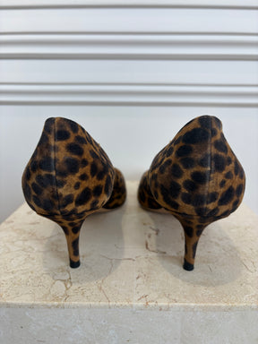 Gianvito Rossi Leopard Print Kitten Heel Pumps, 41