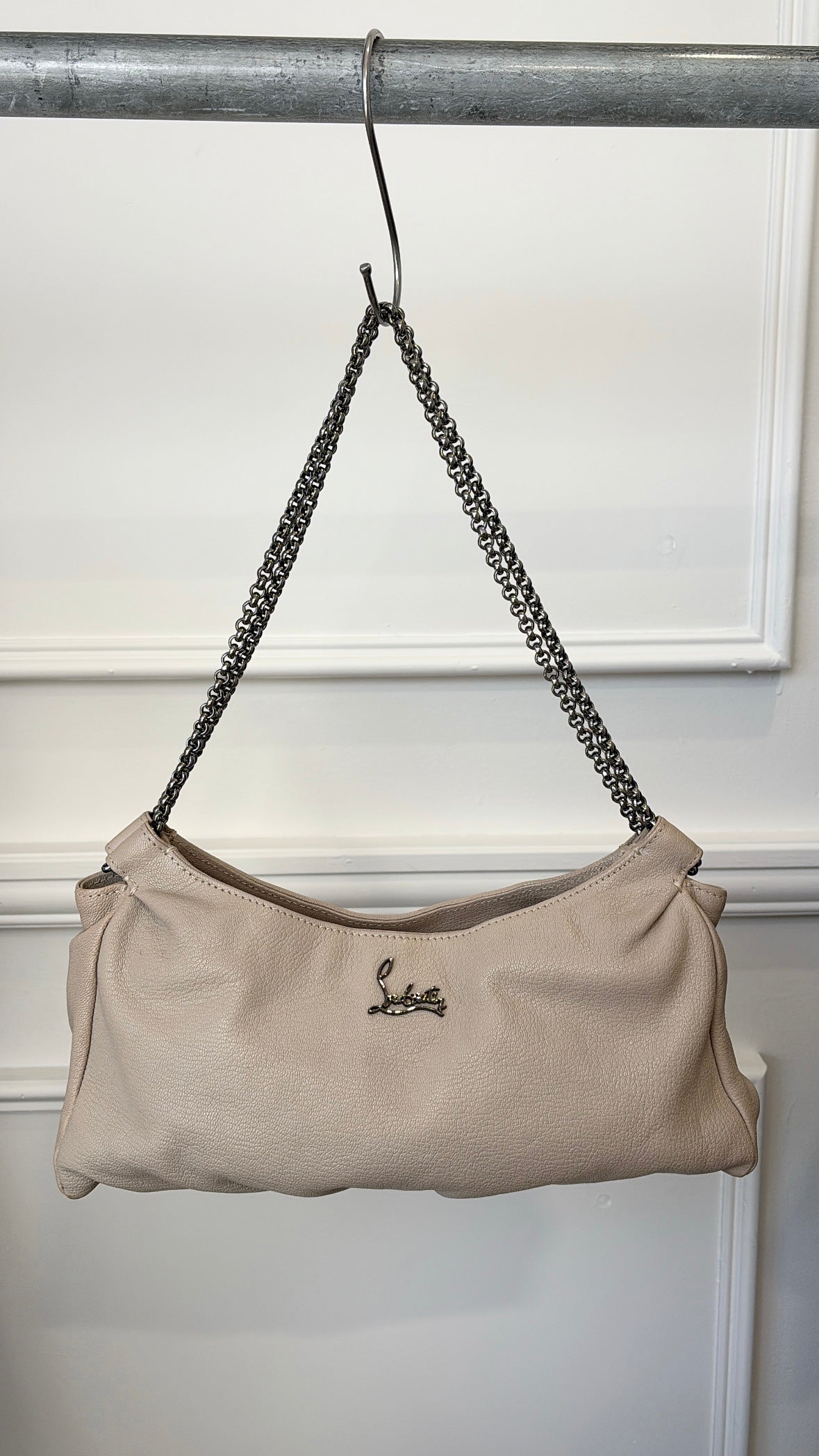 Christian Louboutin Taupe Leather Chain Shoulder Bag
