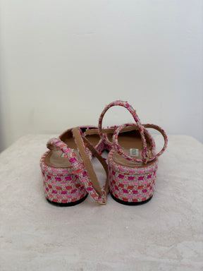 Aquazzura Pink Raffia Tweed Slingbacks, 41