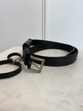 Jacquemus Black Leather Logo Belt, 105
