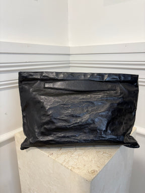 Prada Black Crinkled Nappa Leather Clutch