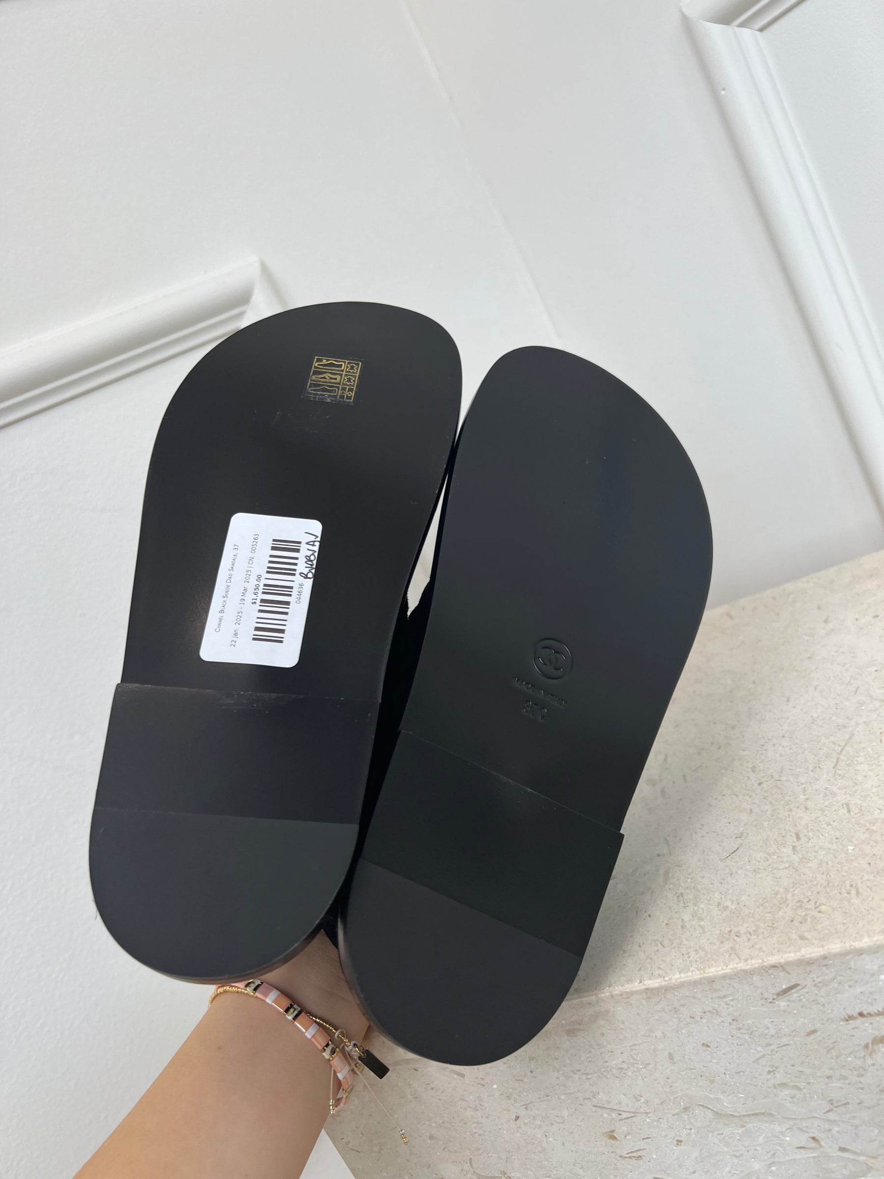 Chanel Black Suede Dad Sandals, 37