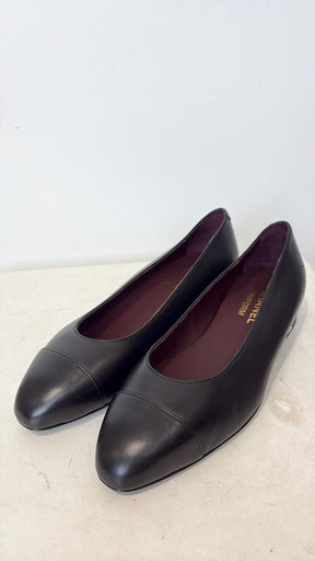 Chanel Uniform Black Leather Flats, 36