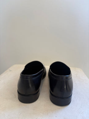 Saint Laurent Black and White Leather Loafers, 36
